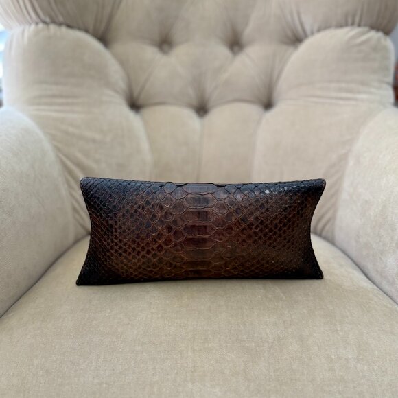 VTG Auth GLEN ARTHUR Genuine Python Snake Luxurious Brown Art Deco Clutch Bag - Picture 3 of 5